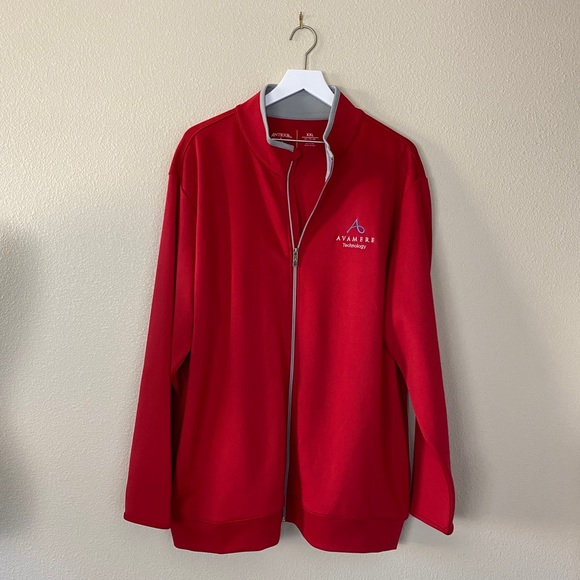 Antigua Full Zip Crewneck Light Jacket Inner Pocket Red Mens Size XXL - Picture 3 of 9